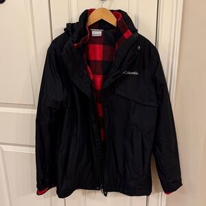 Columbia Bugaboo II fleece interchange 3-in-1 coat black red medium